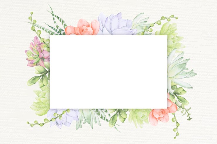 Free Vector hand drawn succulent recrangle frame template