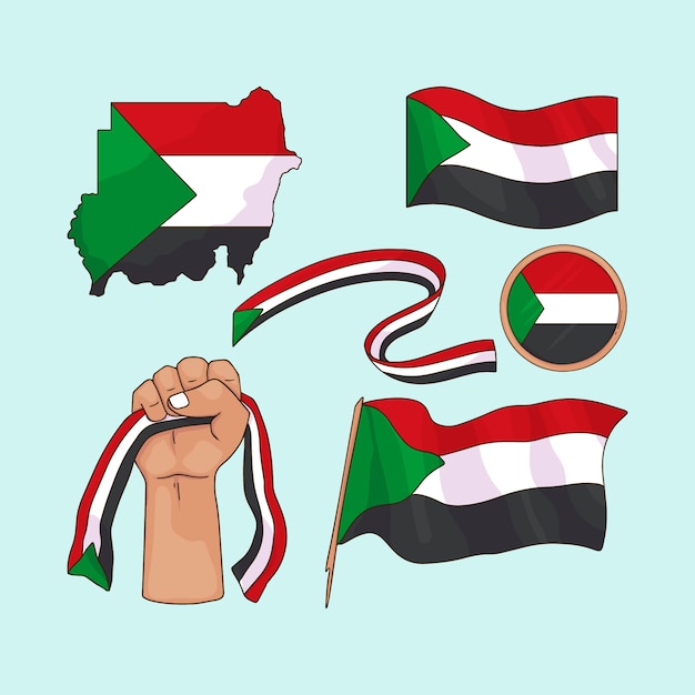 Vettore gratuito emblemi nazionali del sudan disegnati a mano