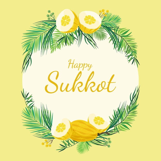 Free vector hand drawn sukkot frame template