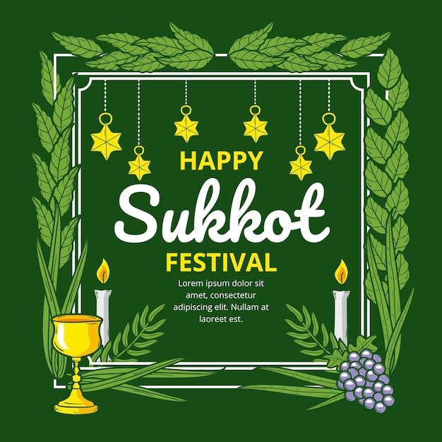 Free vector hand drawn sukkot frame template