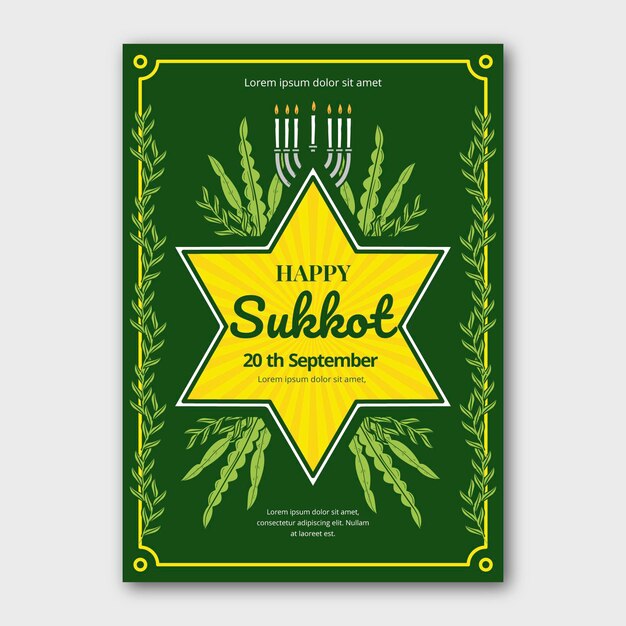 Hand drawn sukkot vertical poster template