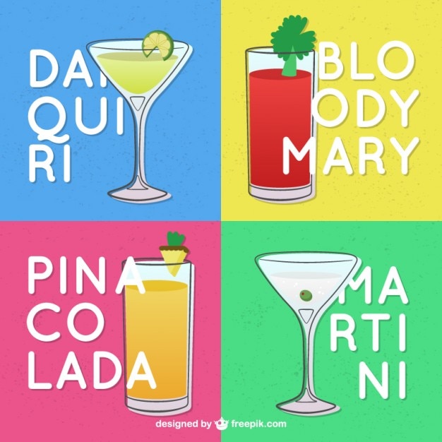 Hand drawn summer alcoholic drinks