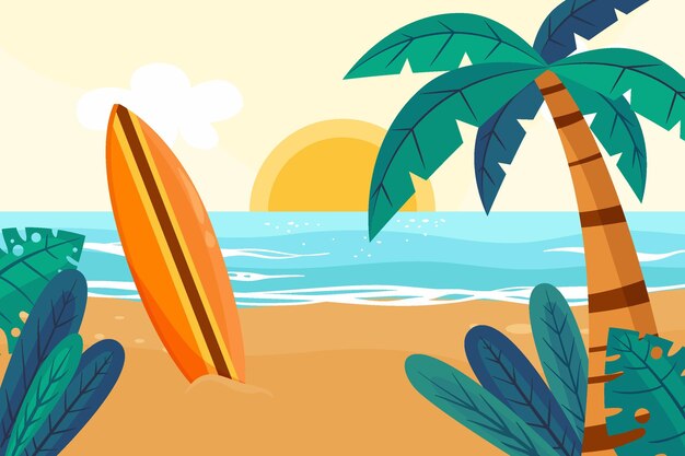 Hand drawn summer background for videocalls