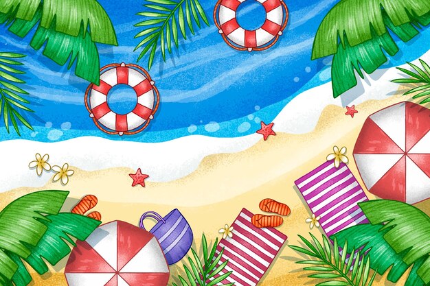 Hand drawn summer background for videocalls