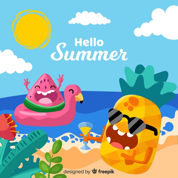 Free Vector hand drawn summer background