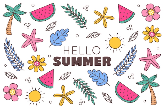 Free vector hand drawn summer background