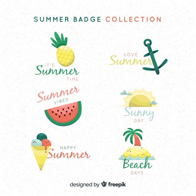 Hand drawn summer badge collection