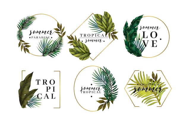 Free vector hand drawn summer badges collection
