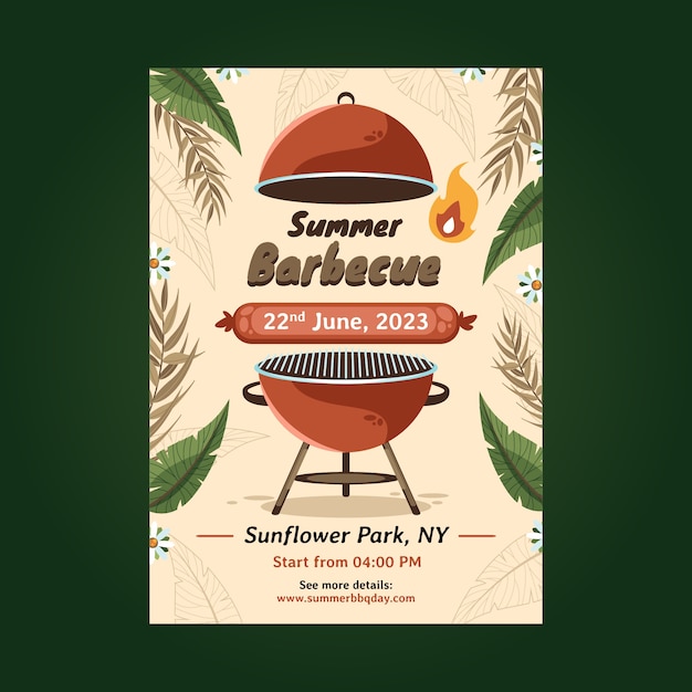 Free vector hand drawn summer bbq invitation