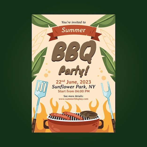 Free vector hand drawn summer bbq invitation