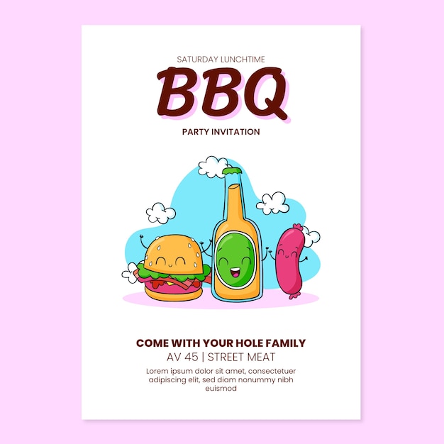 Hand drawn summer bbq invitation