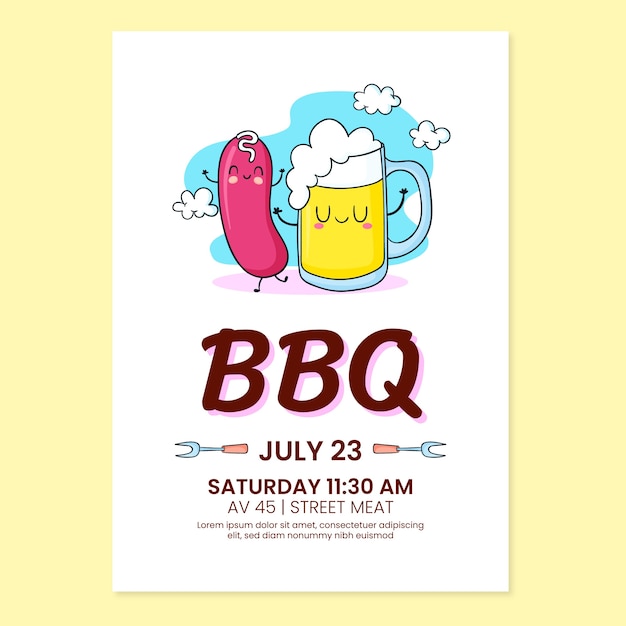 Free vector hand drawn summer bbq poster or flyer