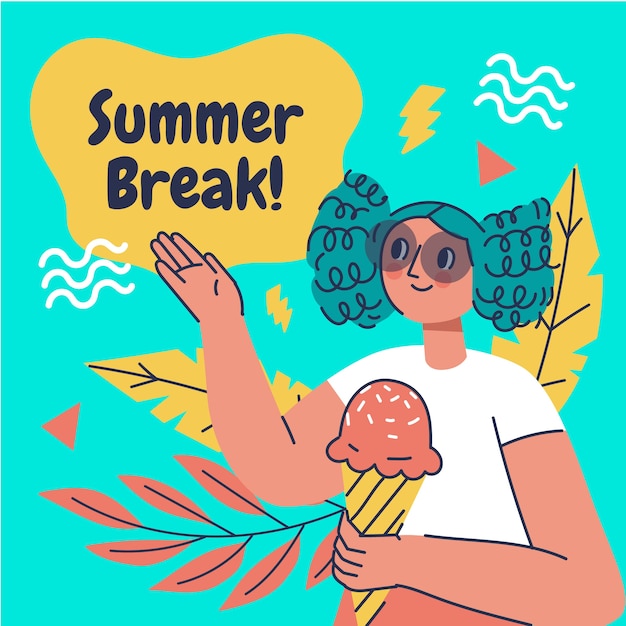 Free vector hand drawn summer break illustration