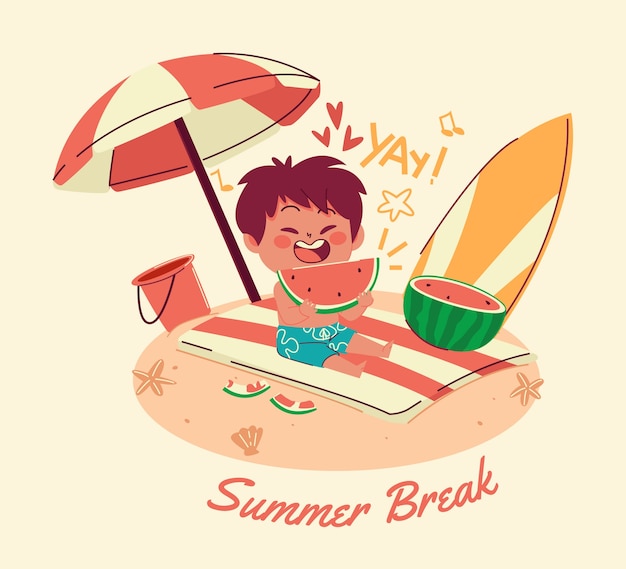 Hand drawn summer break illustration