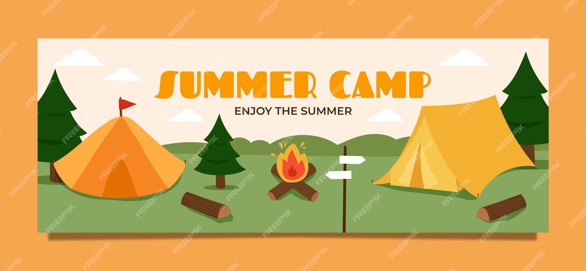 Free Vector | Hand drawn summer camp facebook cover