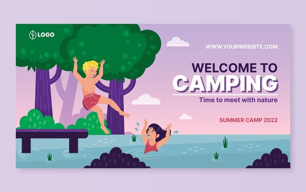 Free vector hand drawn summer camp facebook post