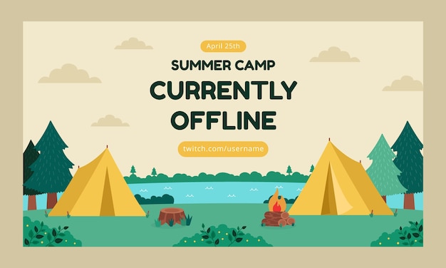 손으로 그린 여름 캠프 오프라인 트위치 배경