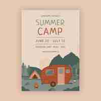 Free vector hand drawn summer camp poster