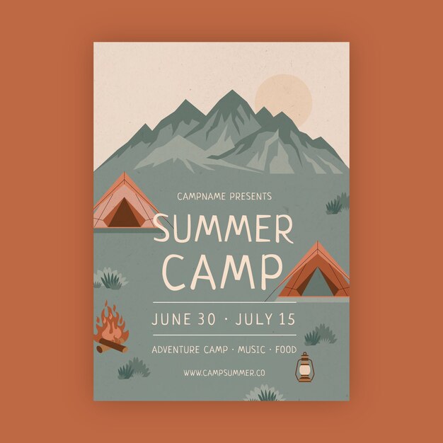 Hand drawn summer camp poster