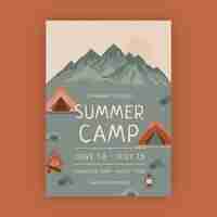 Free vector hand drawn summer camp poster