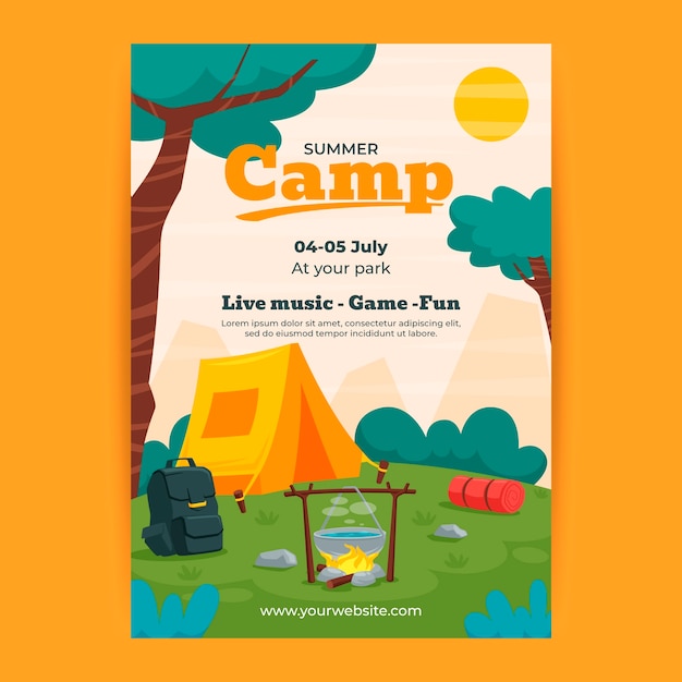 Hand drawn summer camp poster