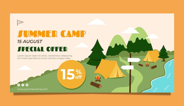 Free vector hand drawn summer camp sale banner