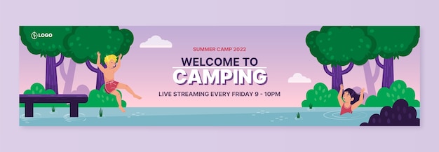 Hand drawn summer camp twitch banner