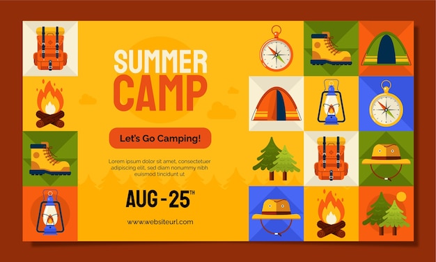 Free vector hand drawn summer camp webinar pack design