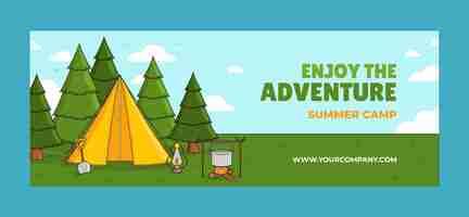 Free vector hand drawn summer camping social media cover template