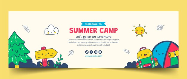 Hand drawn summer camping twitter header