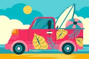 Free vector hand drawn summer car illustration