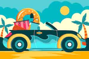 Free vector hand drawn summer car illustration