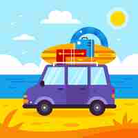 Free vector hand drawn summer car illustration