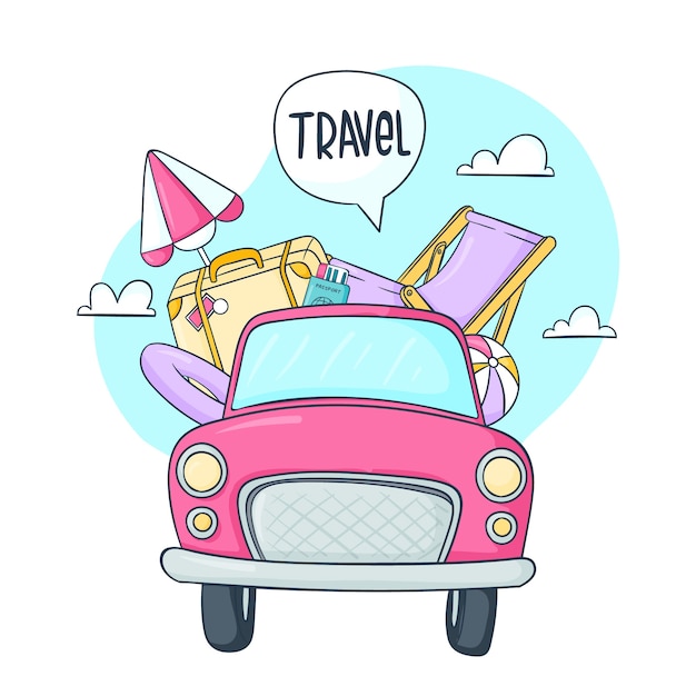 Free vector hand drawn summer car illustration