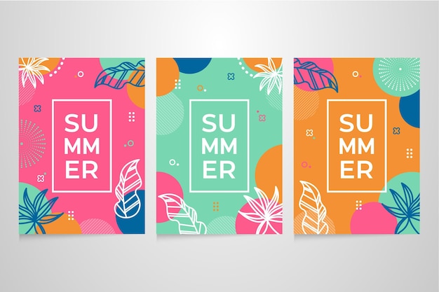 Hand drawn summer card collection – Free vector templates for download