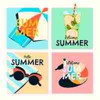 Free vector hand drawn summer cards collection