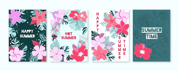 Hand drawn summer cards collection