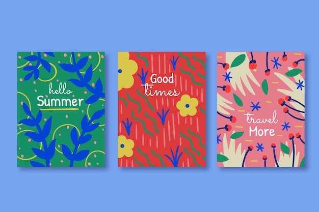 Free vector hand drawn summer cards collection