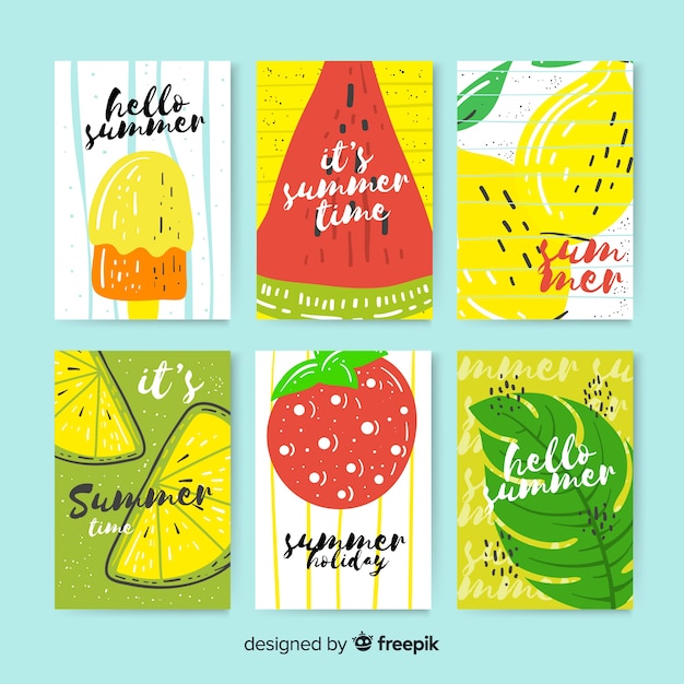 Free vector hand drawn summer cards