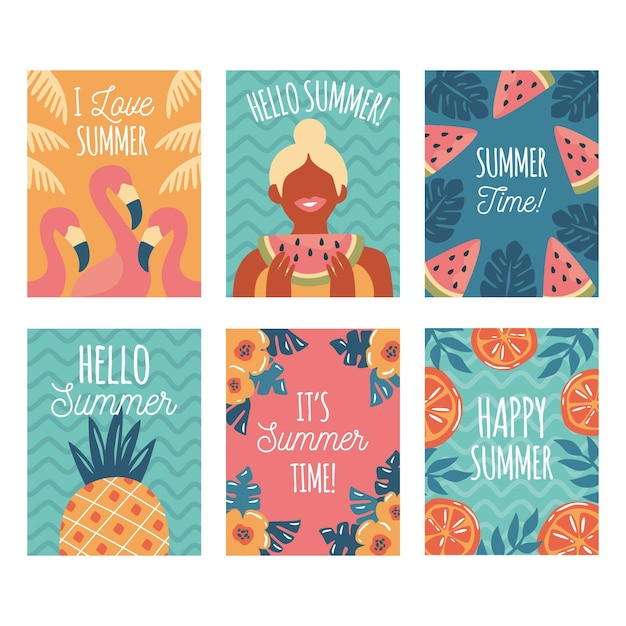 Hand drawn summer cards