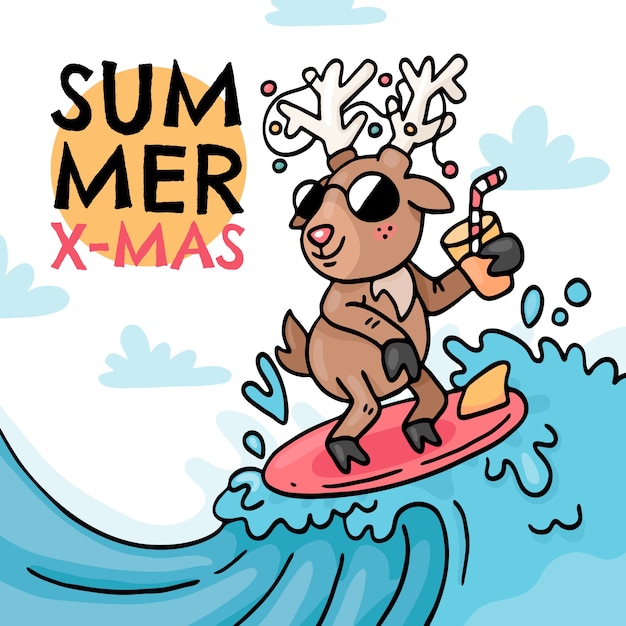 Free vector hand drawn summer christmas illustration