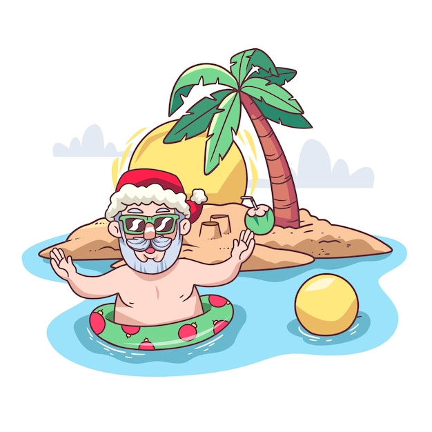 手描きの夏のクリスマスのイラスト