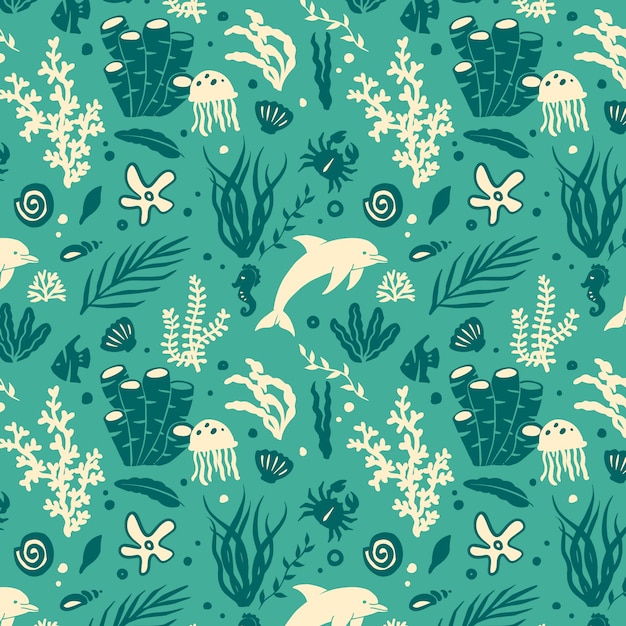 Hand drawn summer duotone pattern design