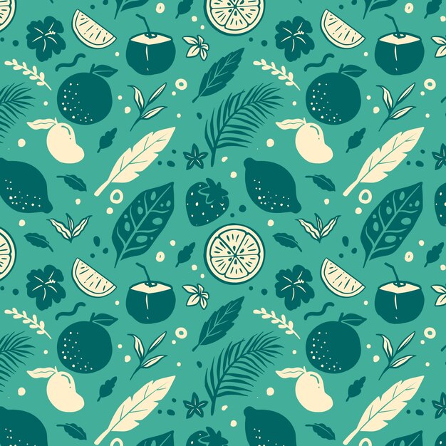 Hand drawn summer duotone pattern design