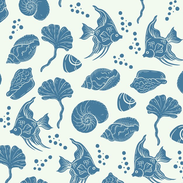 Hand drawn summer duotone pattern design