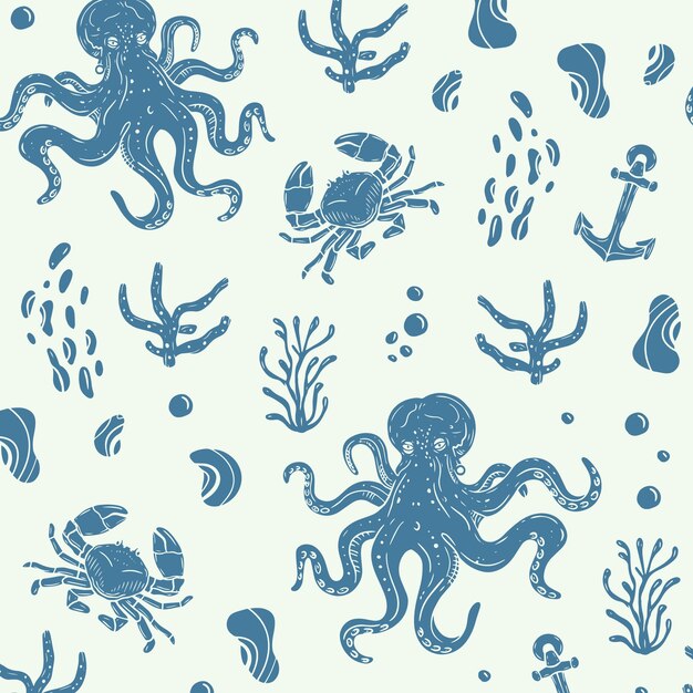 Hand drawn summer duotone pattern design