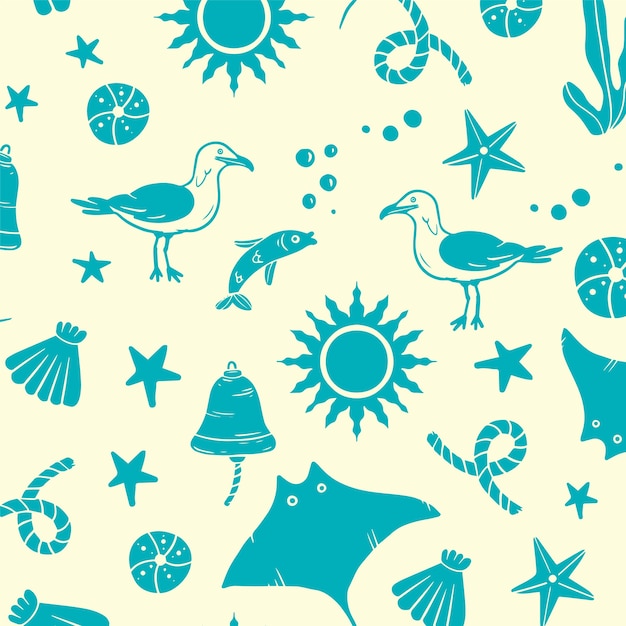 Hand drawn summer duotone pattern design