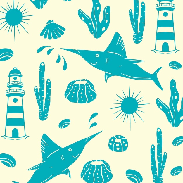 Free vector hand drawn summer duotone pattern design