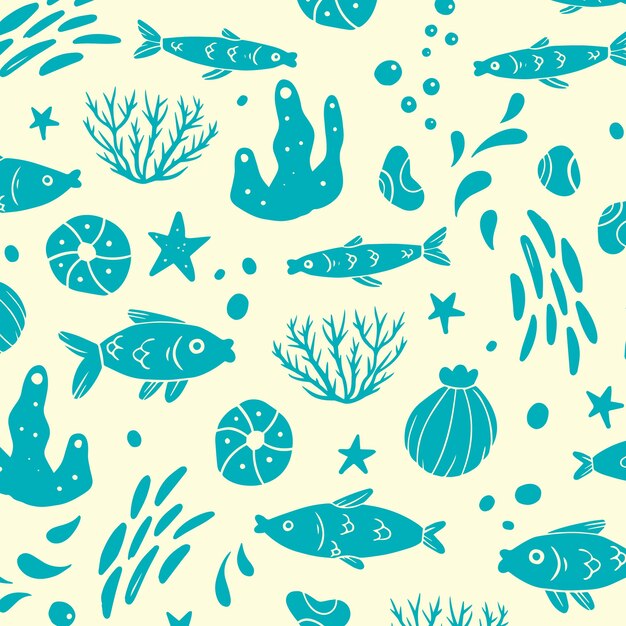 Hand drawn summer duotone pattern design