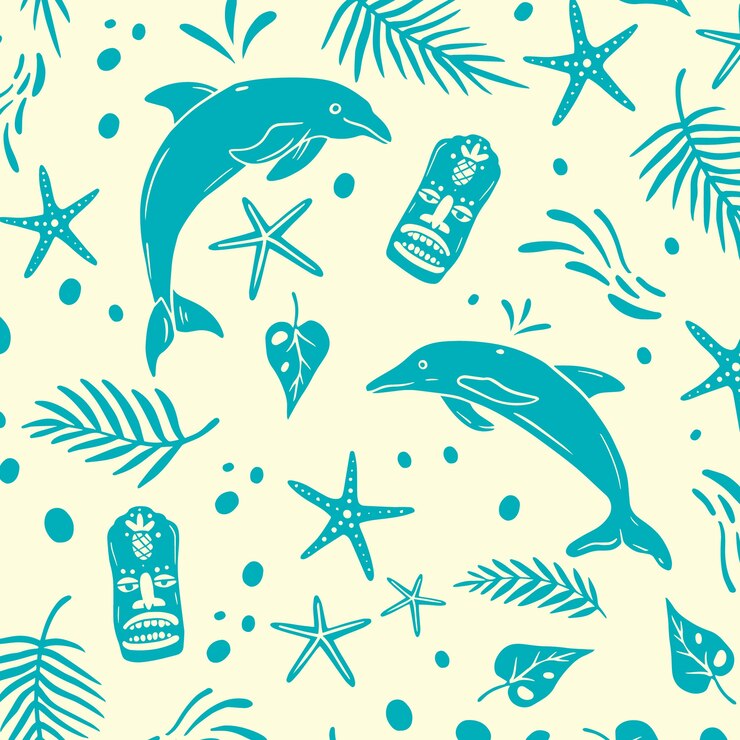 Free Vector hand drawn summer duotone pattern design